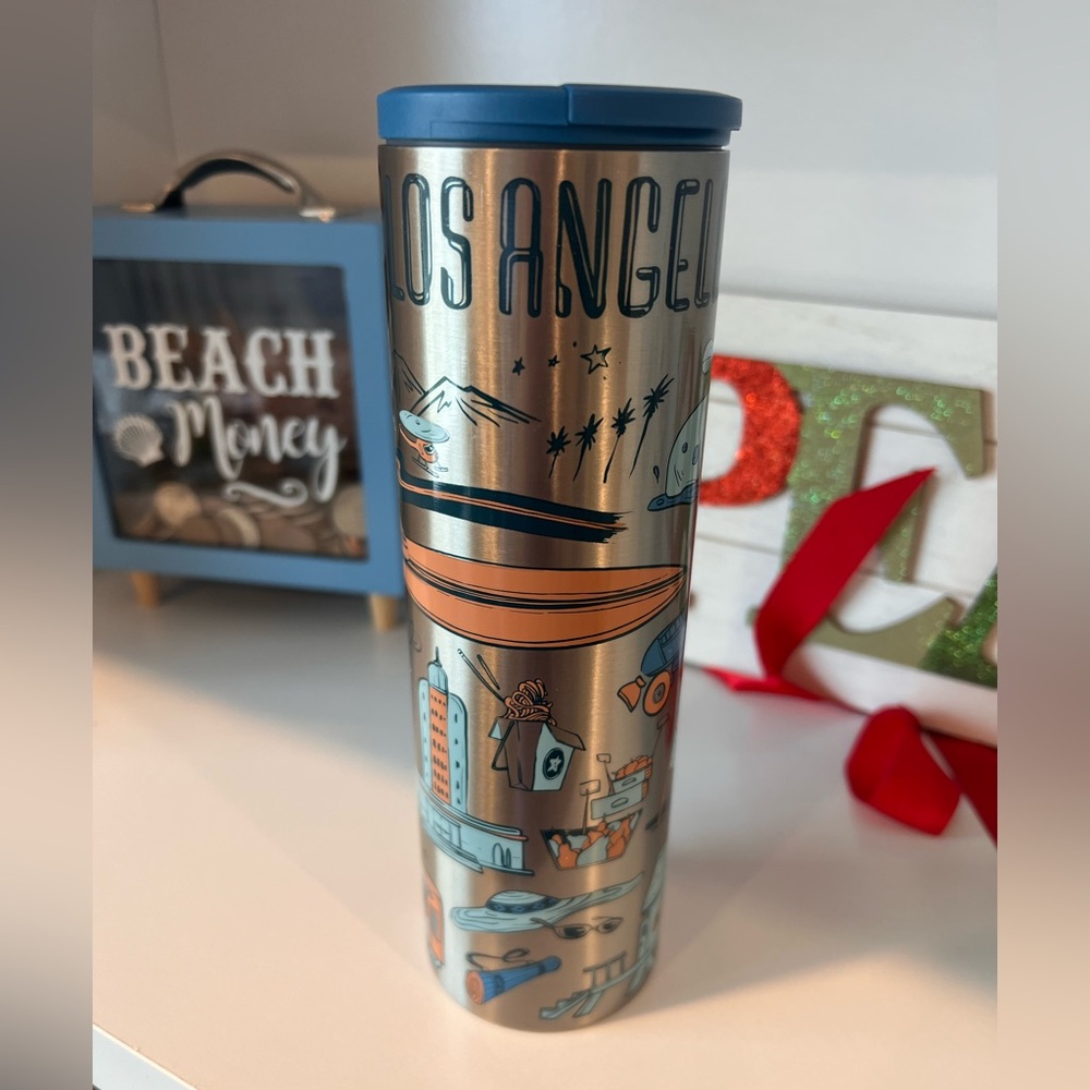 Starbucks Los Angeles Stainless Travel Tumbler - Orange & Teal Graphics
